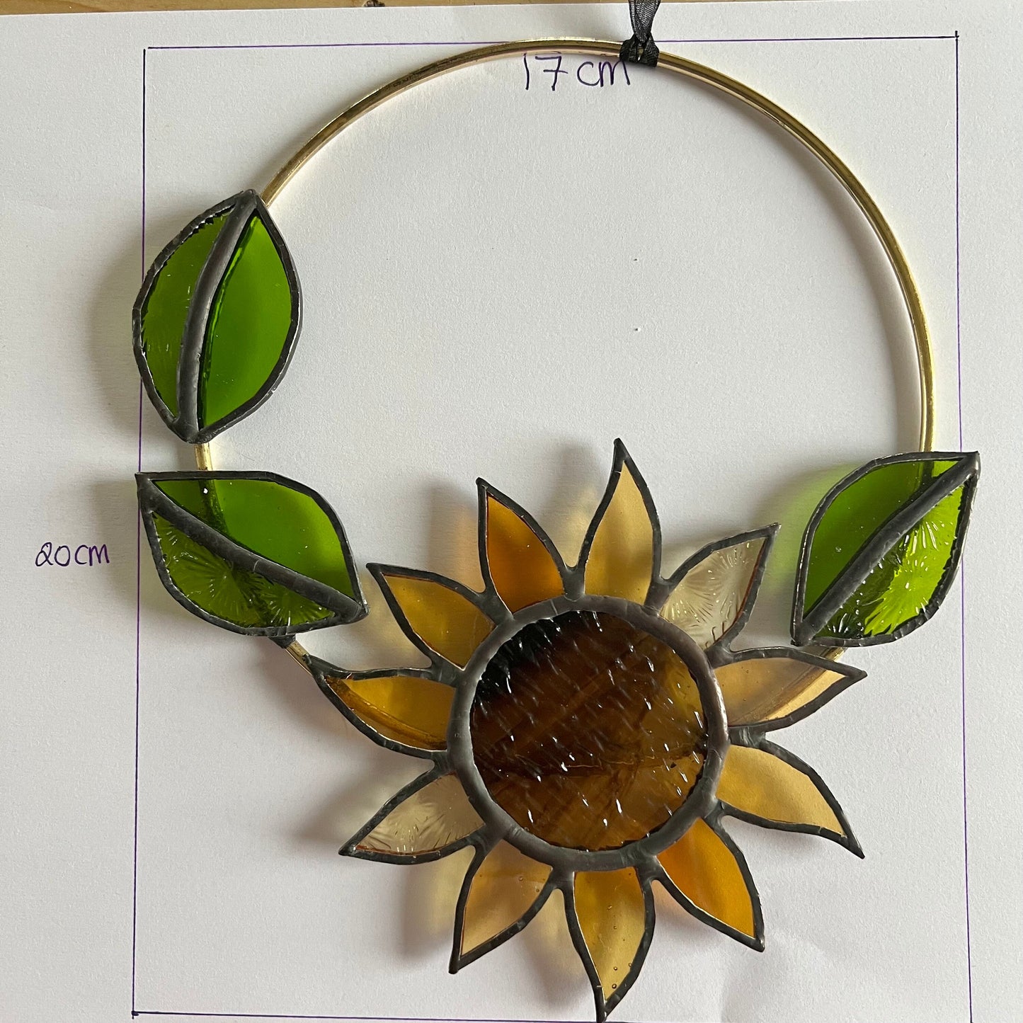 Stained Glass Sunflower Mini Wreath: Sunshine Yellow Floral Decor