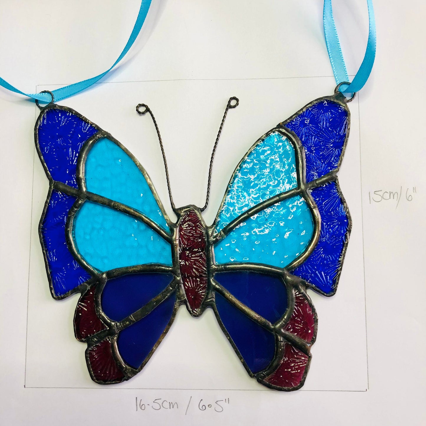 Green Stained Glass Butterfly Suncatcher: Handcrafted Window Decor