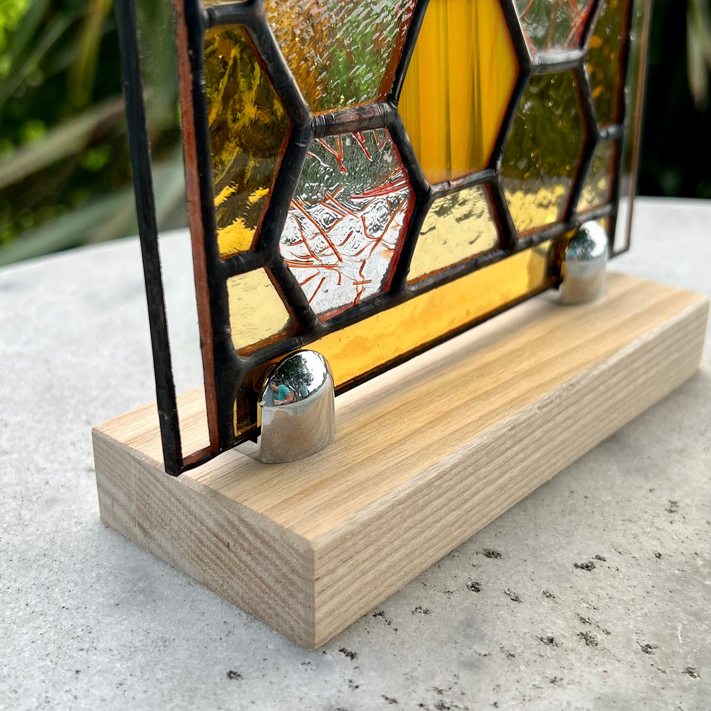 Stained Glass Honeycomb Panel in pretty Pastel Colours including iridescent & textured glass