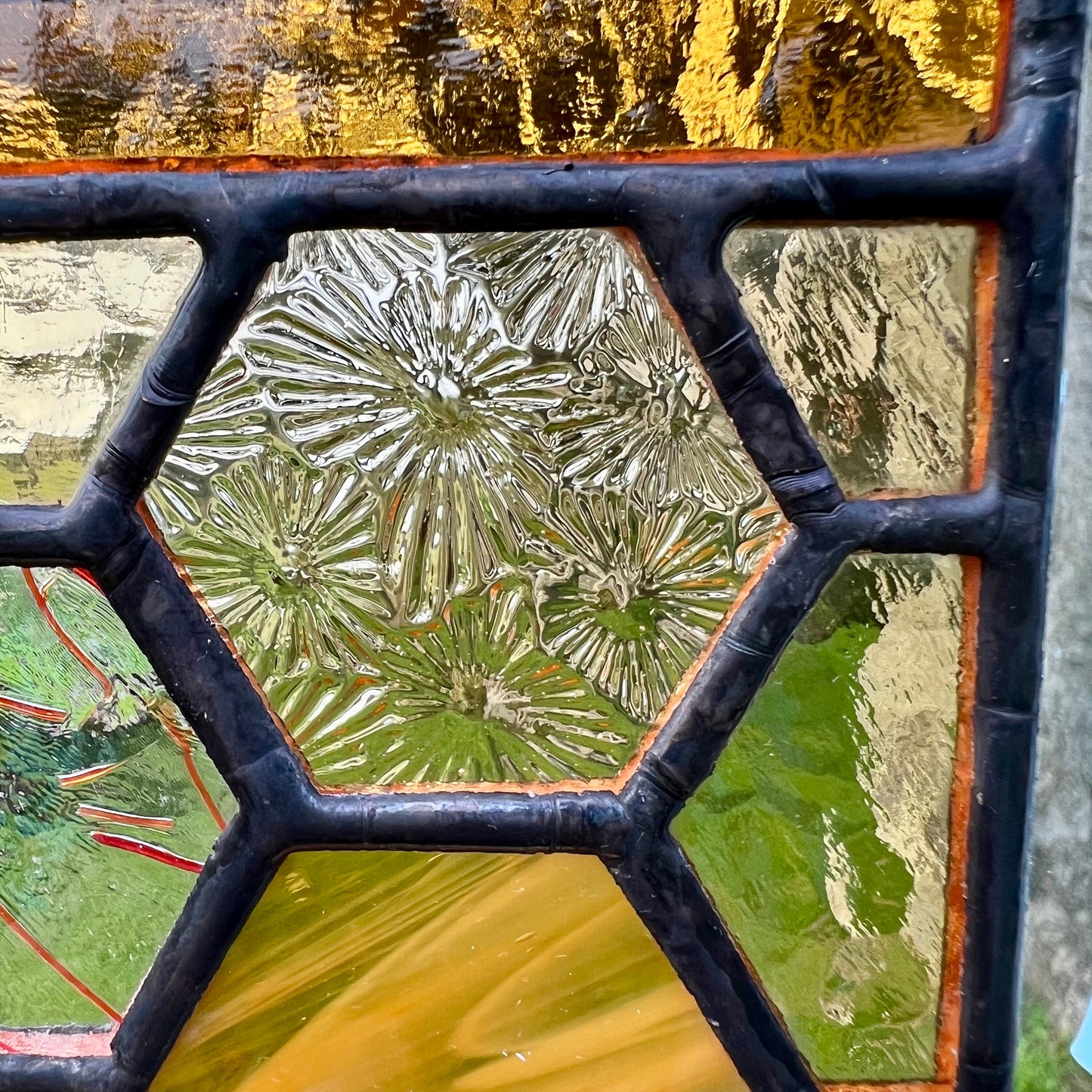 Stained Glass Honeycomb Panel in pretty Pastel Colours including iridescent & textured glass