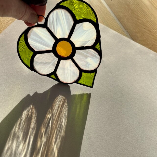 Stained glass Daisy Heart suncatcher … Dotty Daisy …