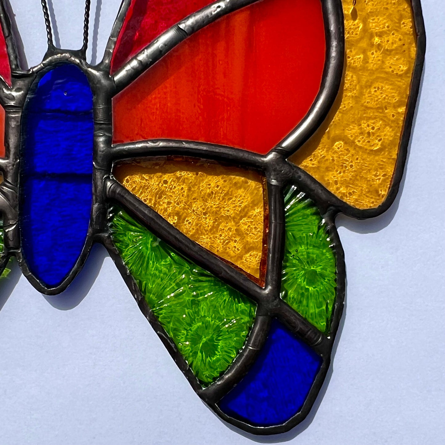 Stained Glass Butterfly Suncatcher: Rainbow Colors, Textured Glass