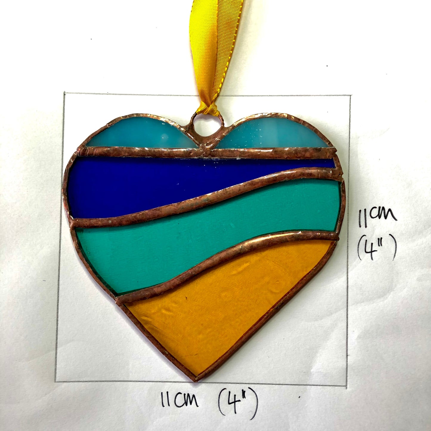 Beachscape /Seascape Stained Glass Heart Suncatcher Beach Lover