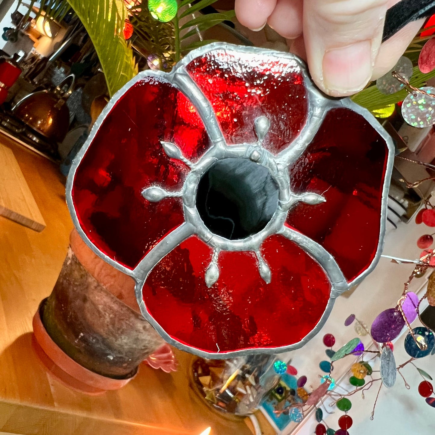 Stained glass Poppy suncatcher … Remembrance Poppy