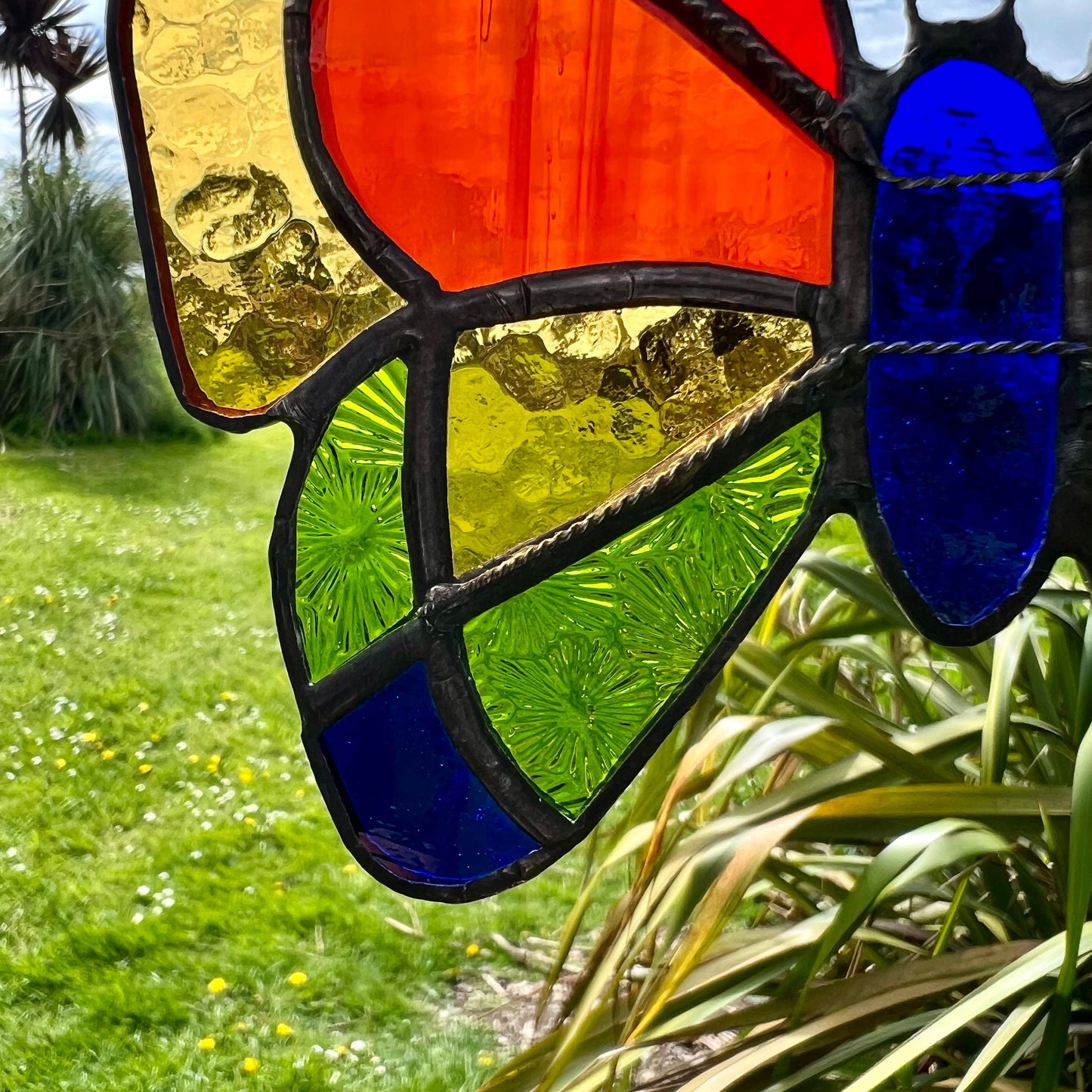 Stained Glass Butterfly Suncatcher: Rainbow Colors, Textured Glass