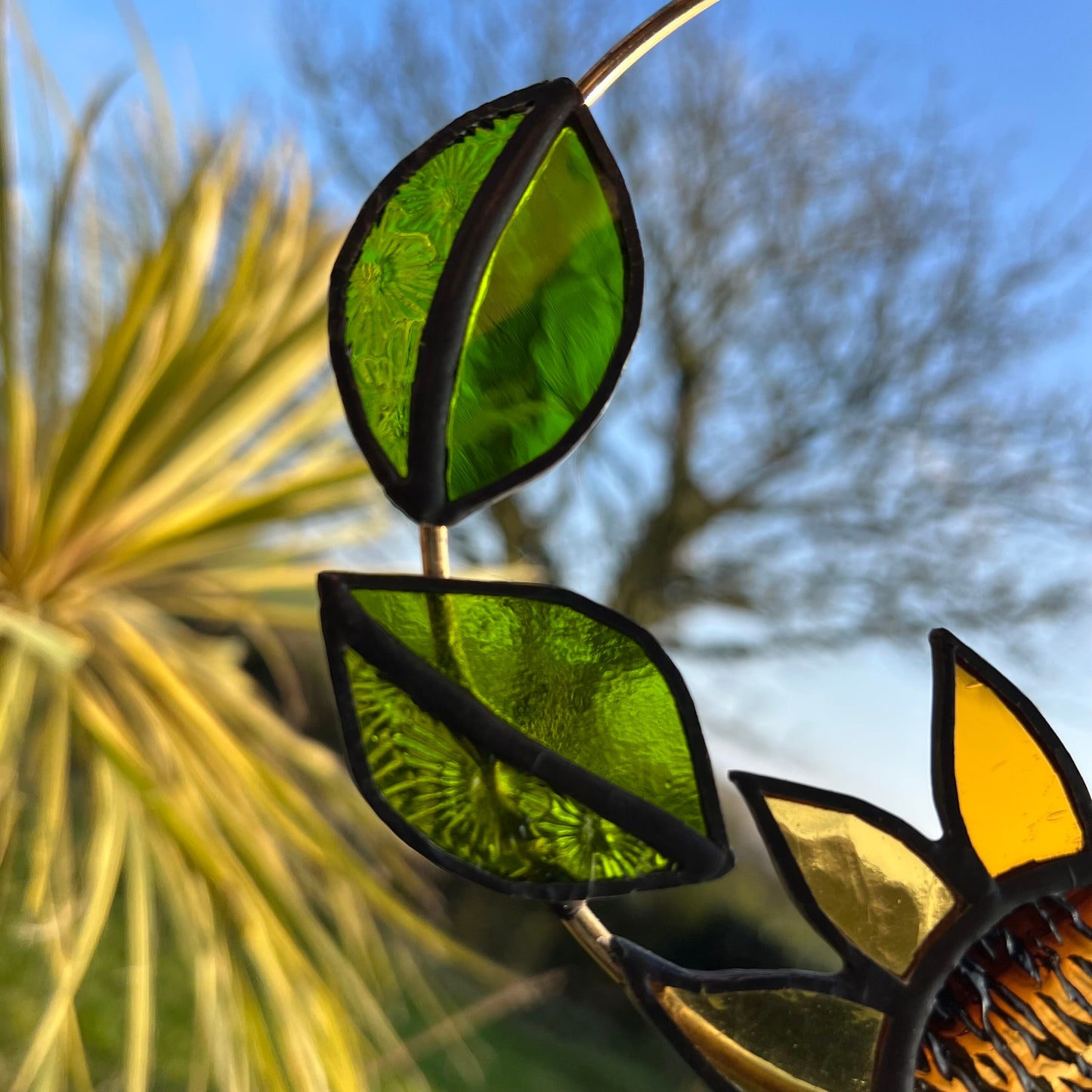 Stained Glass Sunflower Mini Wreath: Sunshine Yellow Floral Decor