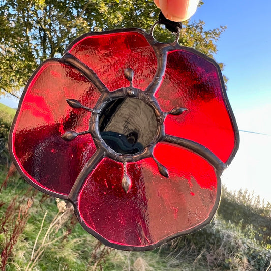 Stained glass Poppy suncatcher … Remembrance Poppy