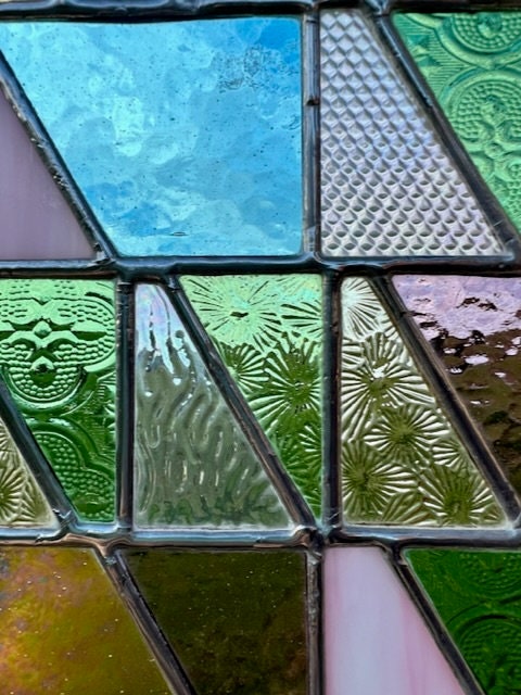 Mini Framed Stained Glass Window Panel – Pastel Iridescent Textures