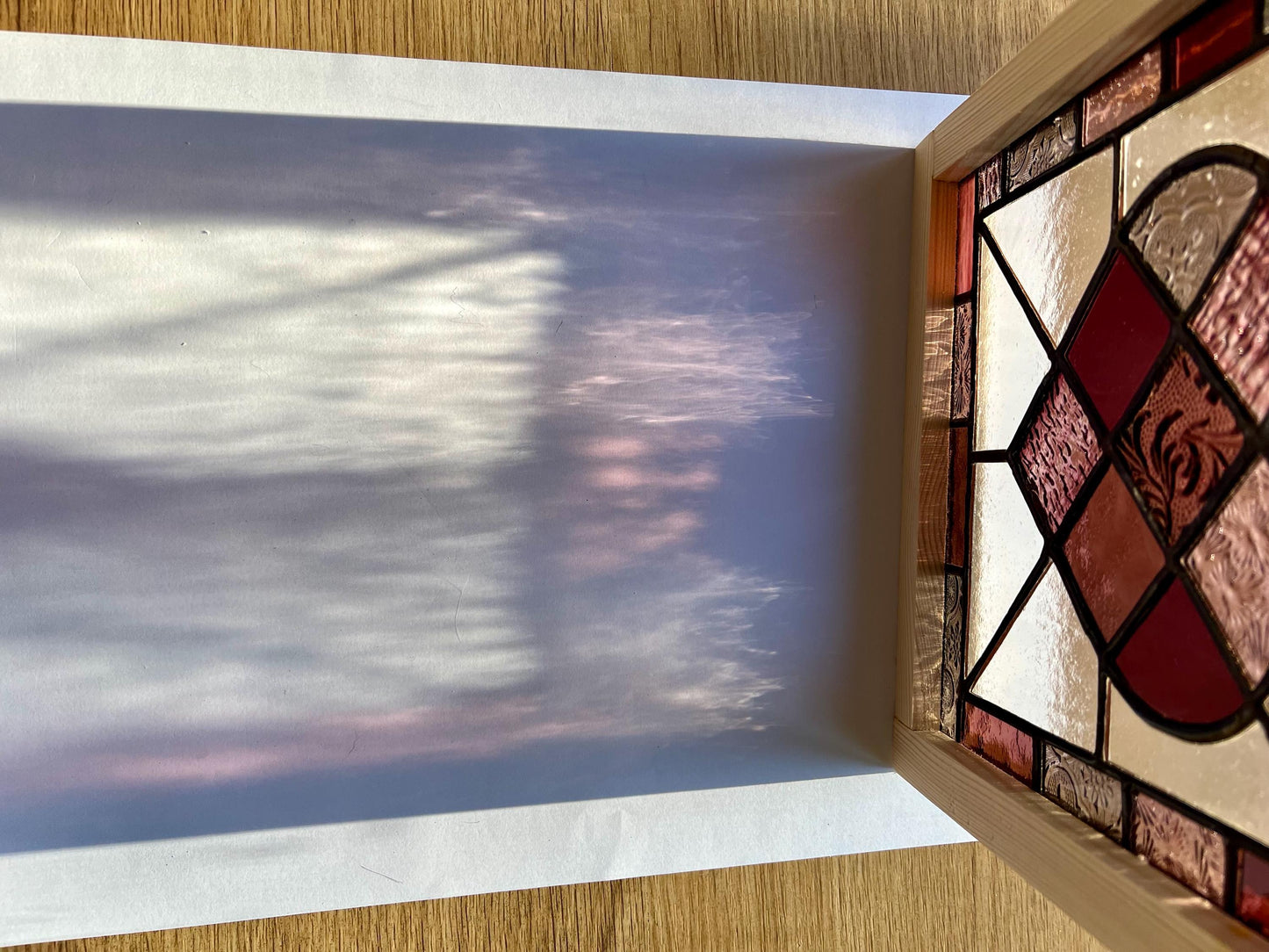 Framed Handcrafted Stained Glass Patchwork  Purple/Plum Heart with Stripey border perfect way to say ‘I love you’ Valentines/Galentines