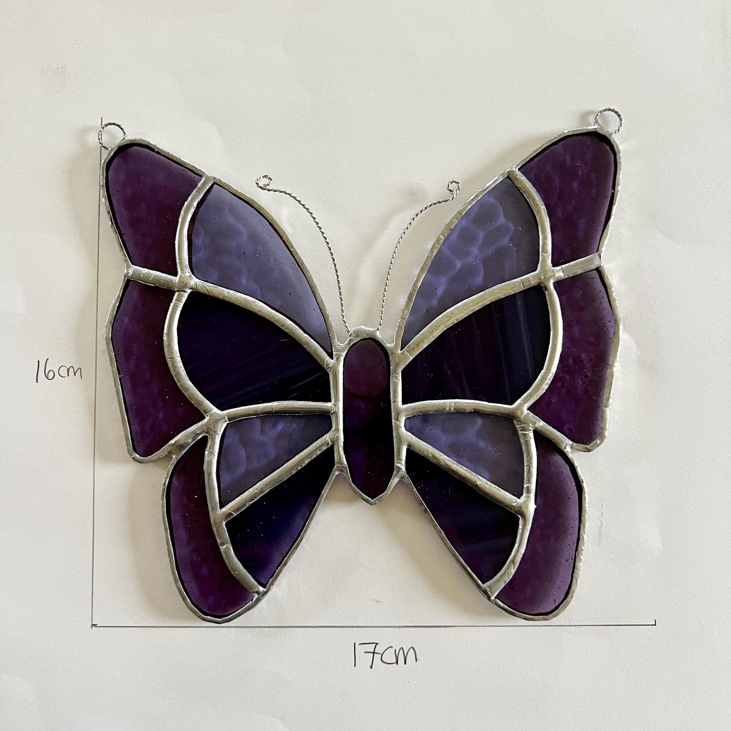 Purple Stained Glass Butterfly Suncatcher: Handcrafted Window Decor