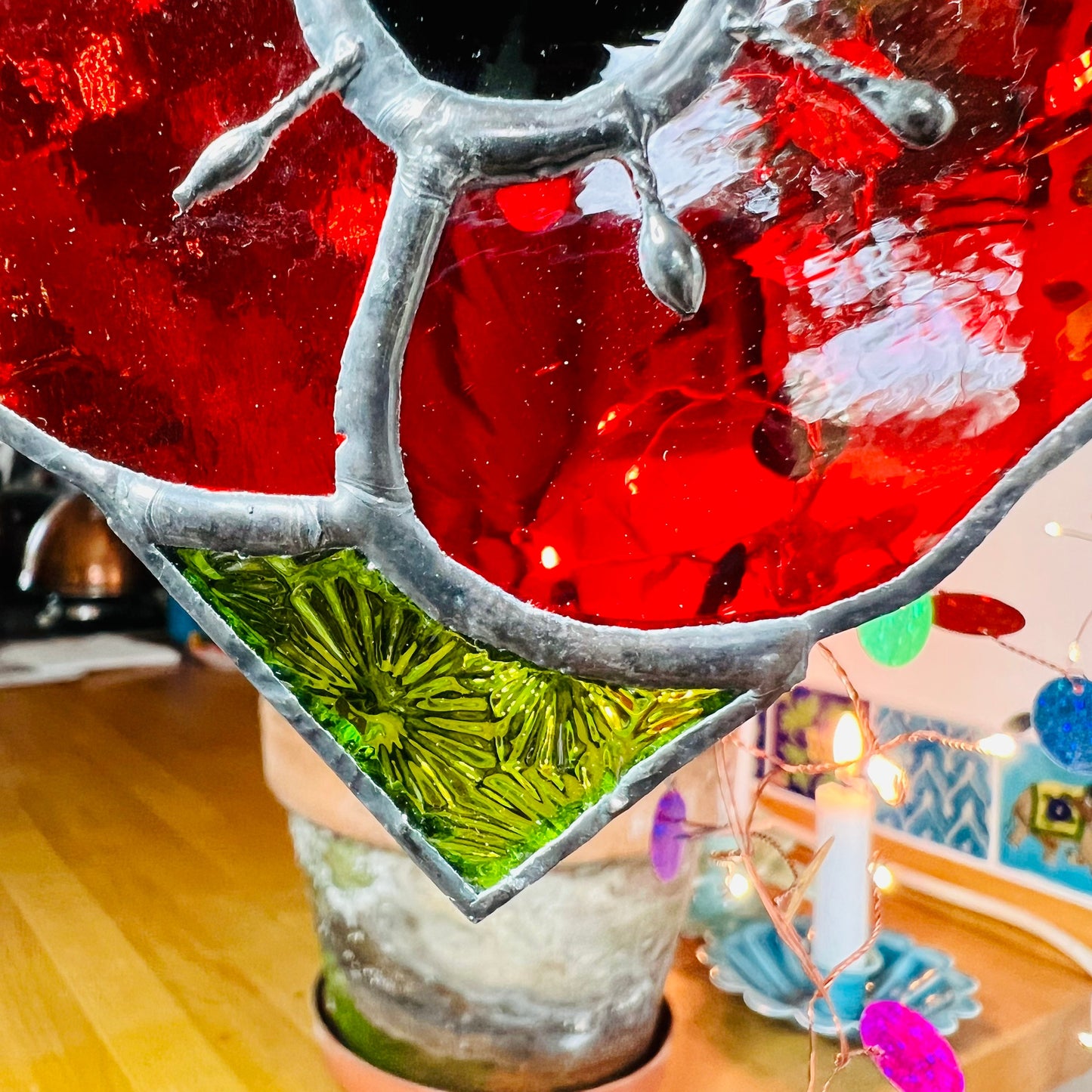 Stained glass Poppy Heart suncatcher … Remembrance Poppy
