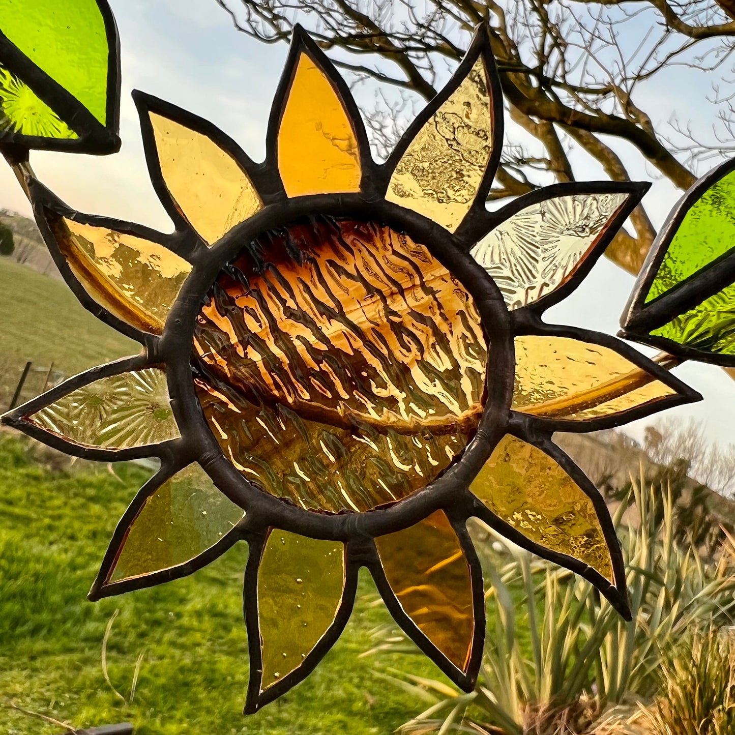 Stained Glass Sunflower Mini Wreath: Sunshine Yellow Floral Decor
