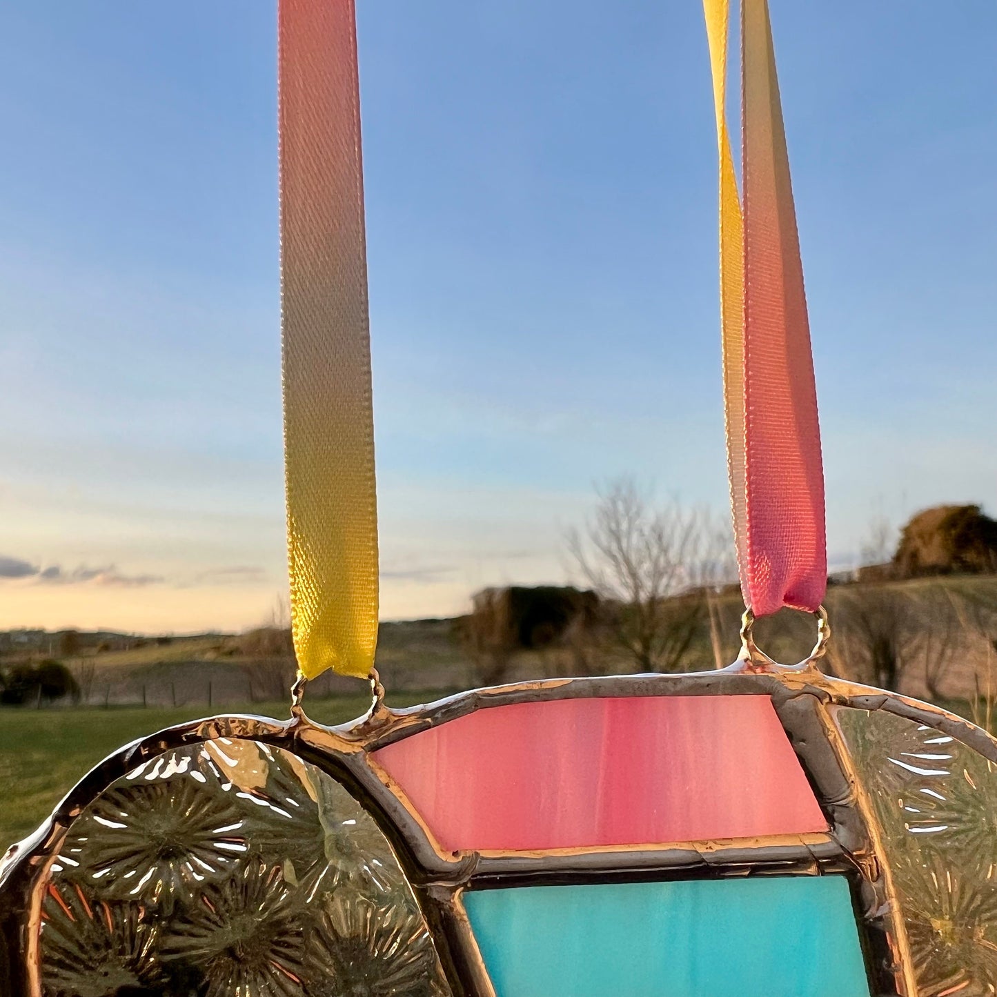 Pretty Elephant Stained Glass Suncatcher in shades of purple with iridescent ..