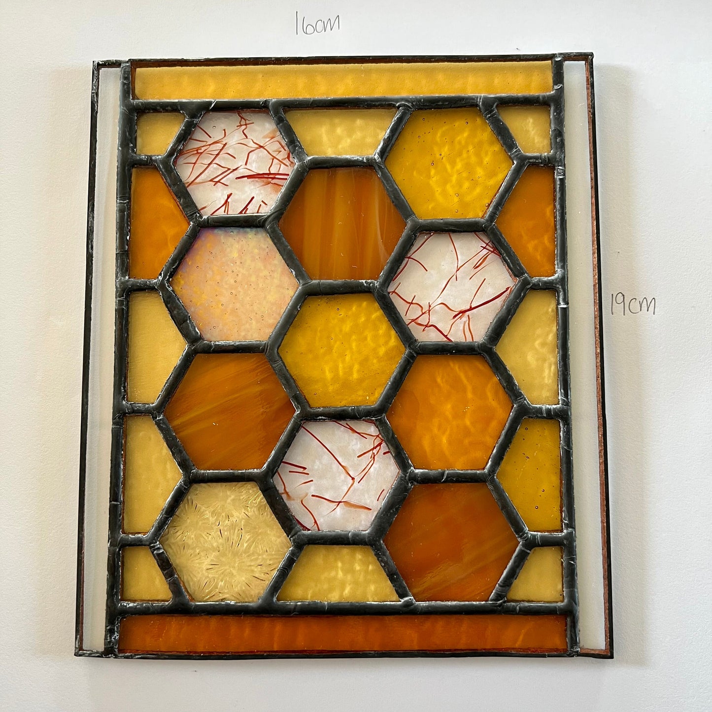 Stained Glass Honeycomb Panel in pretty Pastel Colours including iridescent & textured glass
