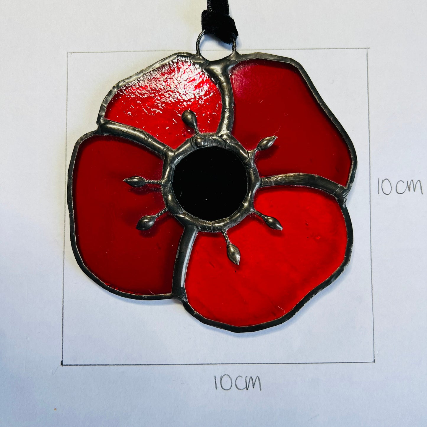 Stained glass Poppy suncatcher … Remembrance Poppy