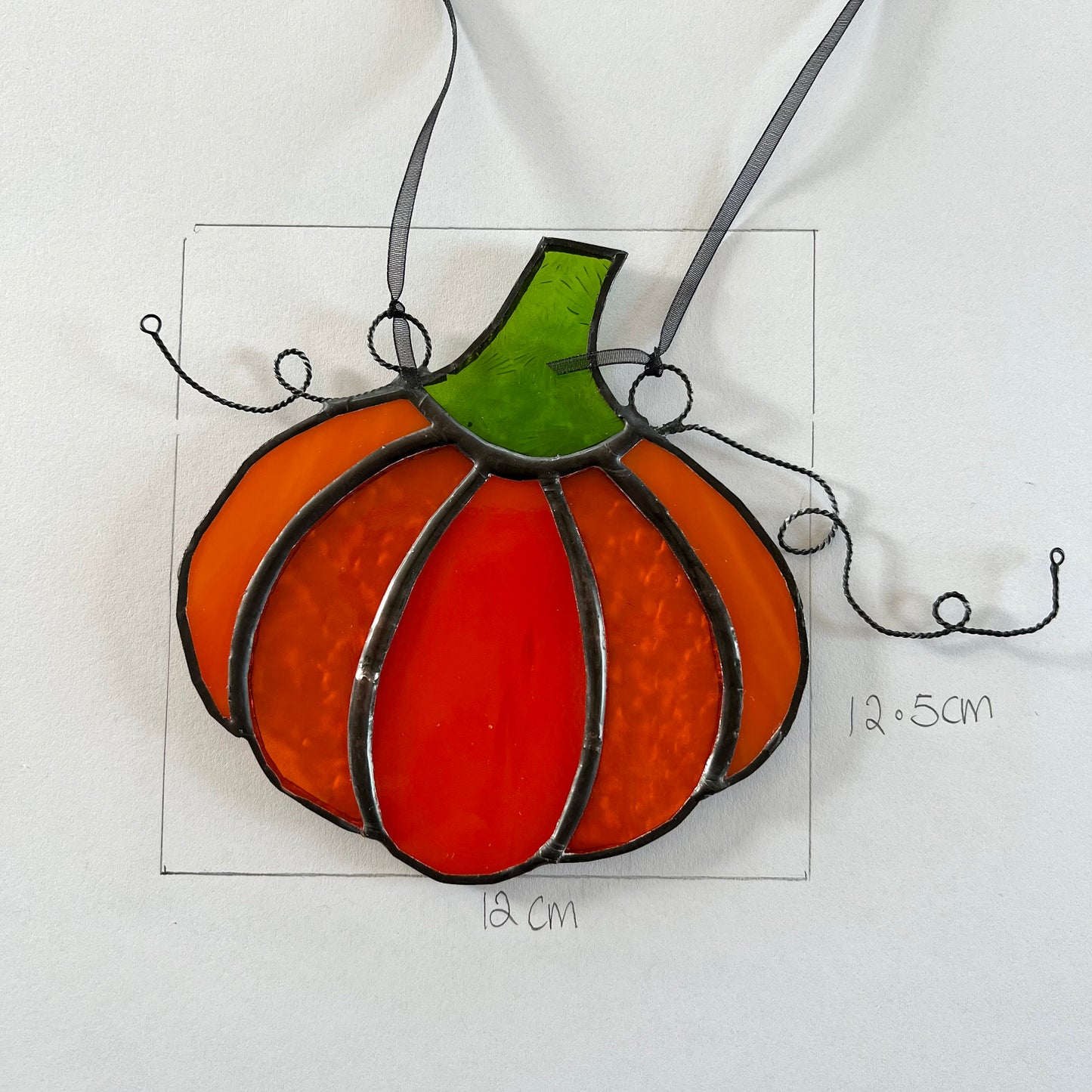 Stained Glass Pumpkin Suncatcher Halloween Autumn  Ornament/Decoration