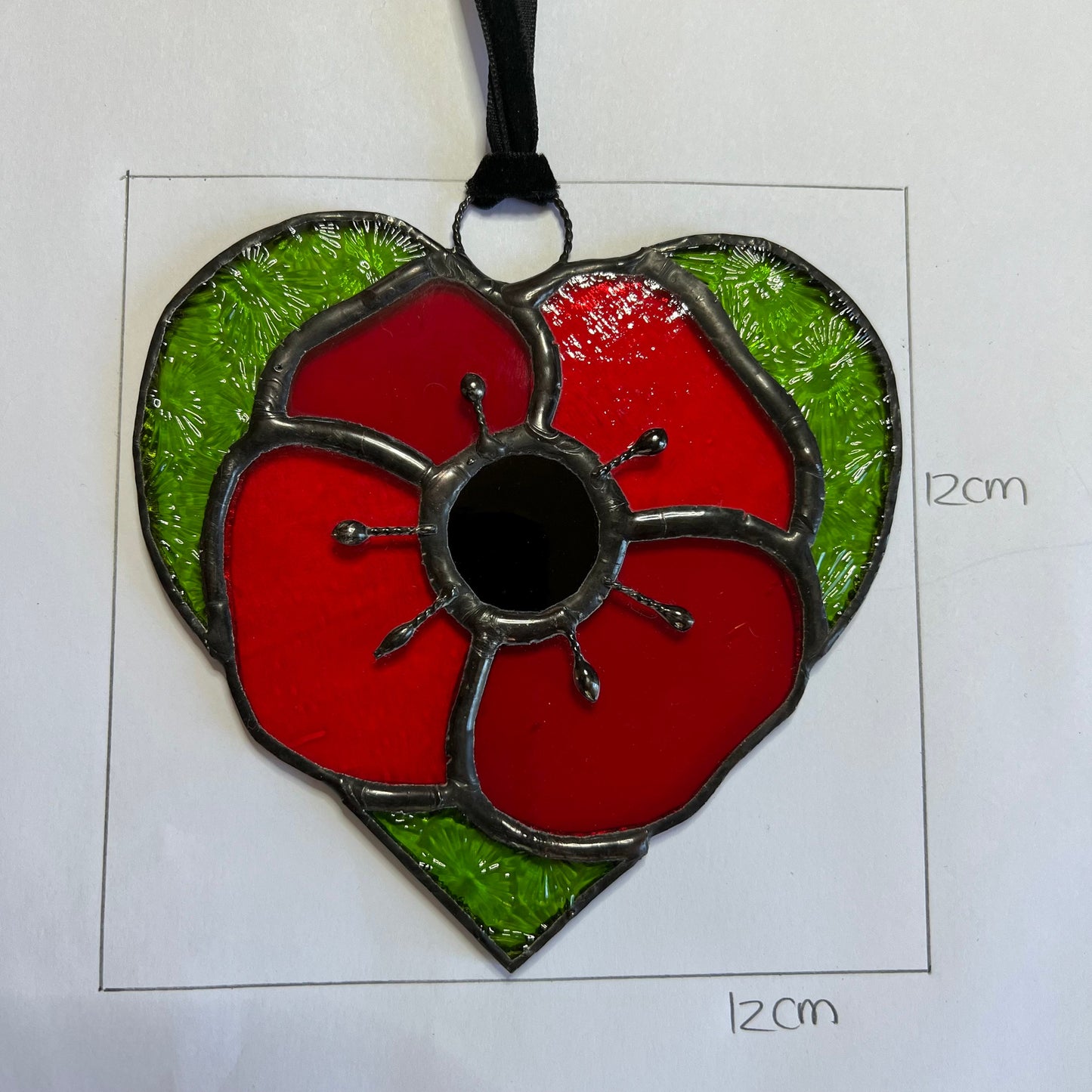 Stained glass Poppy Heart suncatcher … Remembrance Poppy