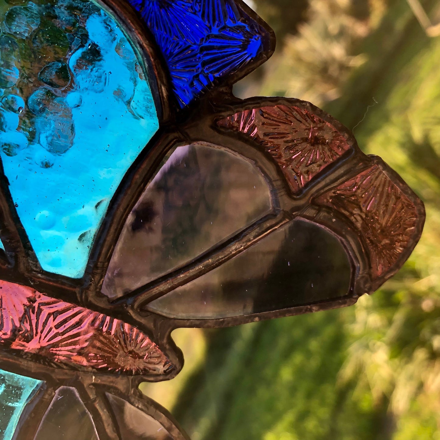 Stained Glass Butterfly Suncatcher, Purple & Turquoise Window Art