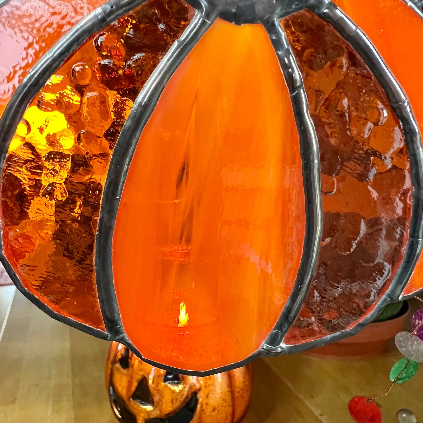 Stained Glass Pumpkin Suncatcher Halloween Autumn  Ornament/Decoration