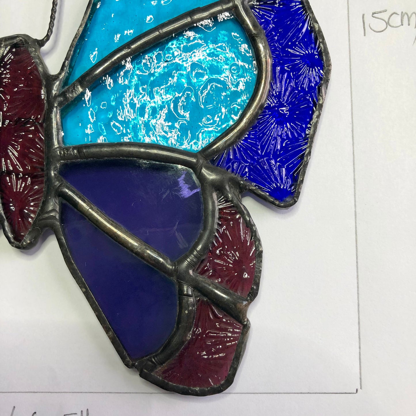 Stained Glass Butterfly Suncatcher, Purple & Turquoise Window Art
