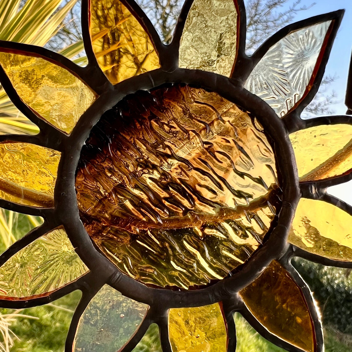 Stained Glass Sunflower Mini Wreath: Sunshine Yellow Floral Decor