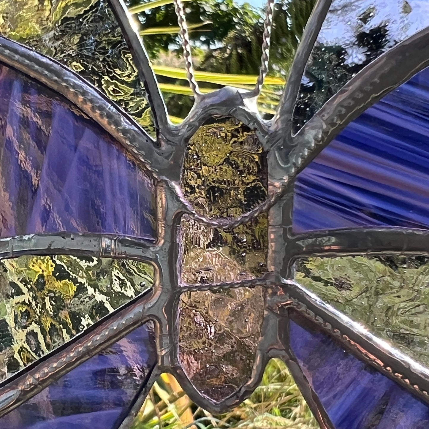 Purple Stained Glass Butterfly Suncatcher: Handcrafted Window Decor