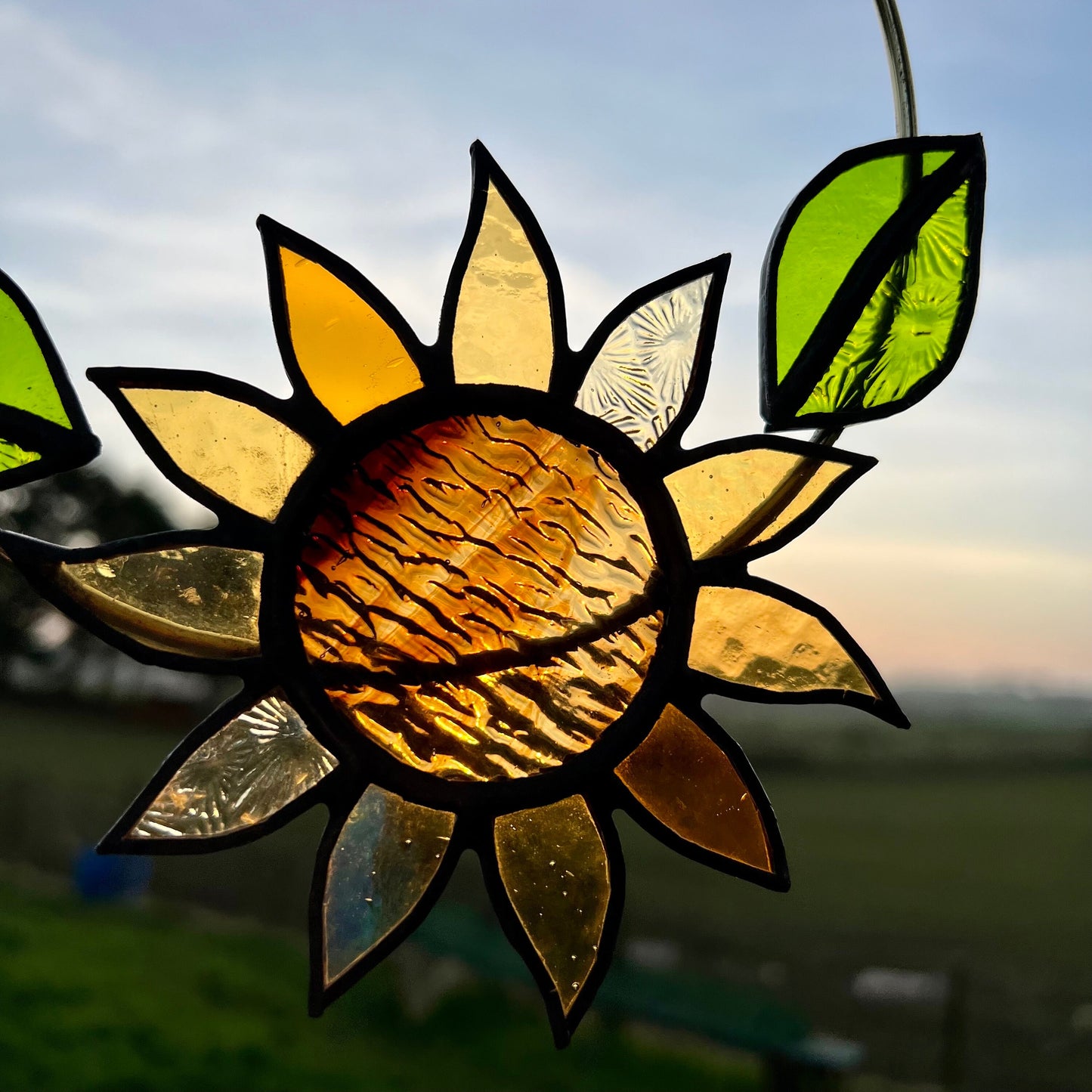 Stained Glass Sunflower Mini Wreath: Sunshine Yellow Floral Decor