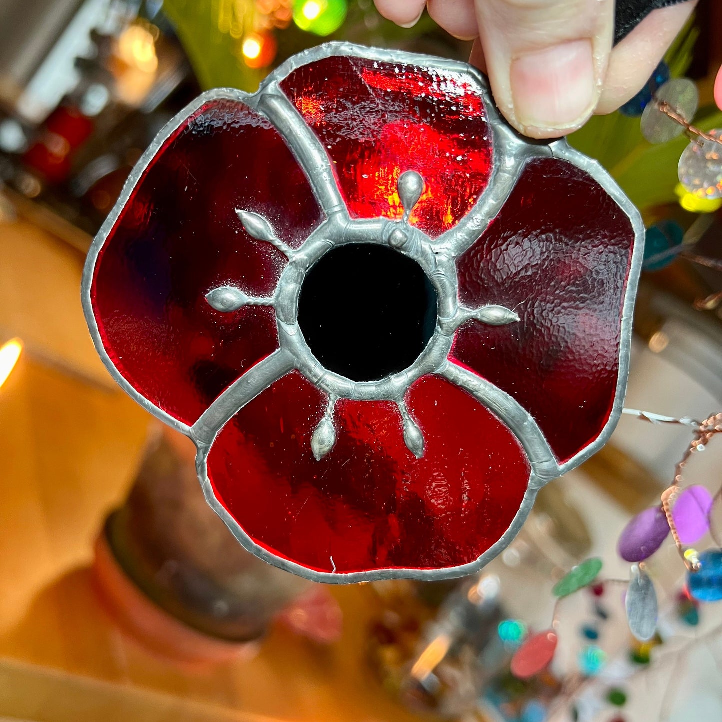 Stained glass Poppy suncatcher … Remembrance Poppy