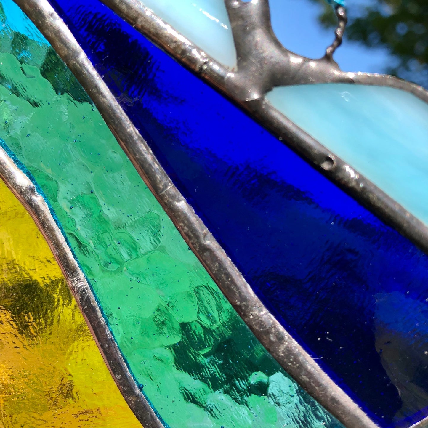 Beachscape /Seascape Stained Glass Heart Suncatcher Beach Lover