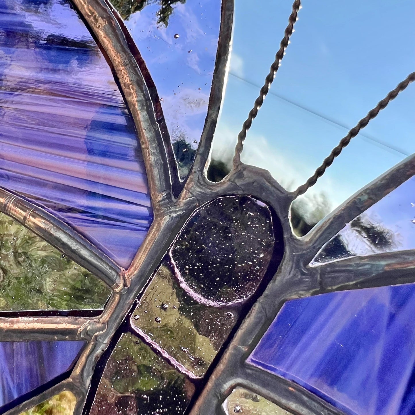 Purple Stained Glass Butterfly Suncatcher: Handcrafted Window Decor