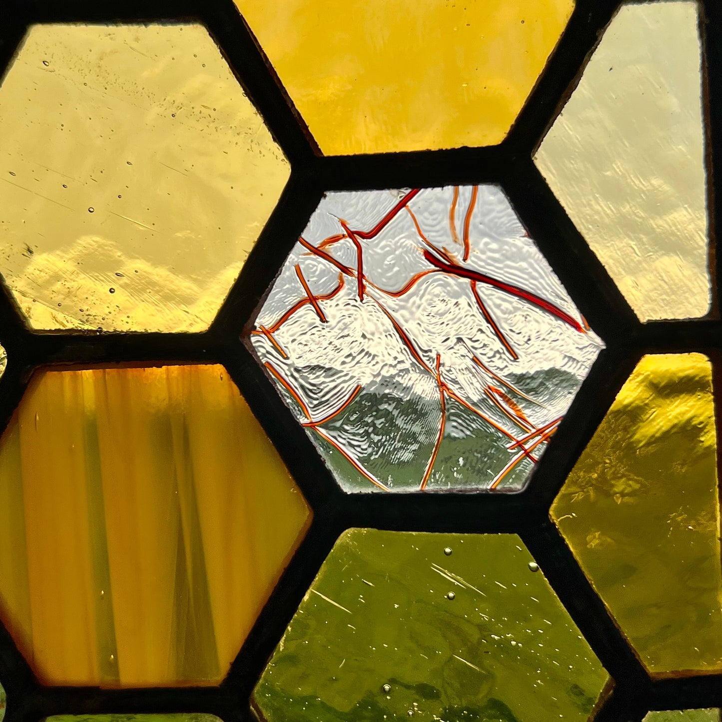 Stained Glass Honeycomb Panel in pretty Pastel Colours including iridescent & textured glass