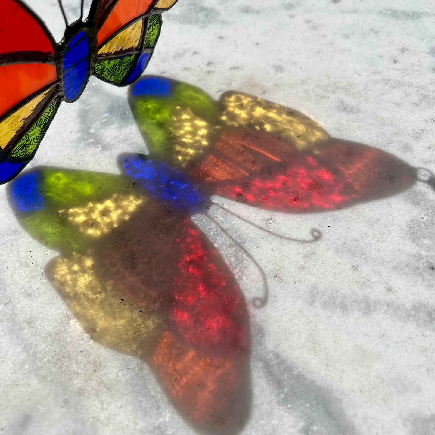 Stained Glass Butterfly Suncatcher: Rainbow Colors, Textured Glass