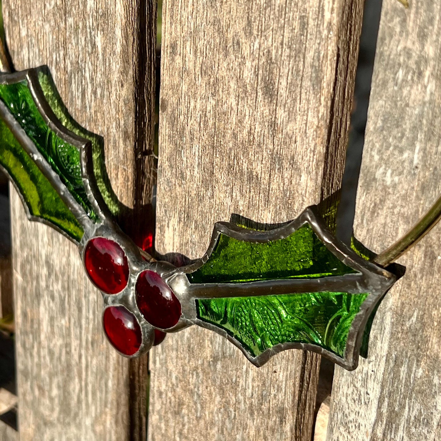 Stained Glass mini Christmas Wreath Holly Wreath