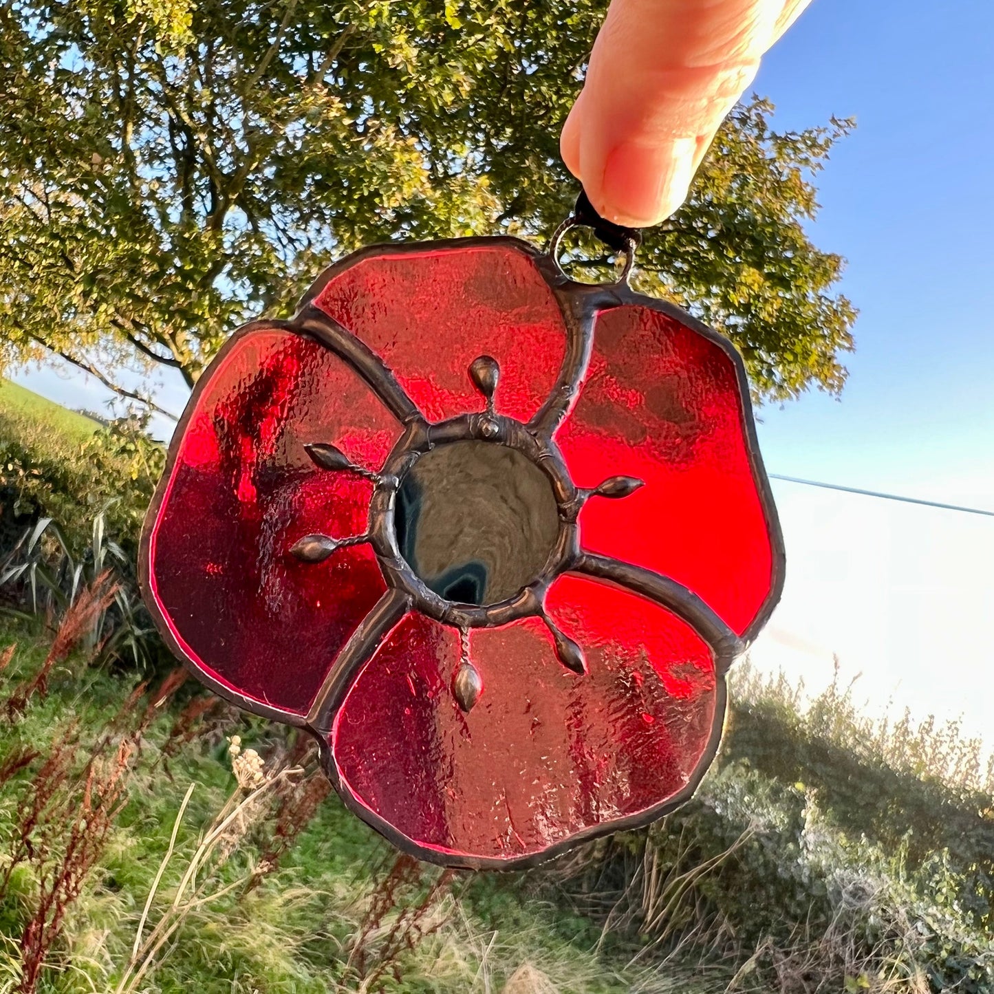 Stained glass Poppy suncatcher … Remembrance Poppy