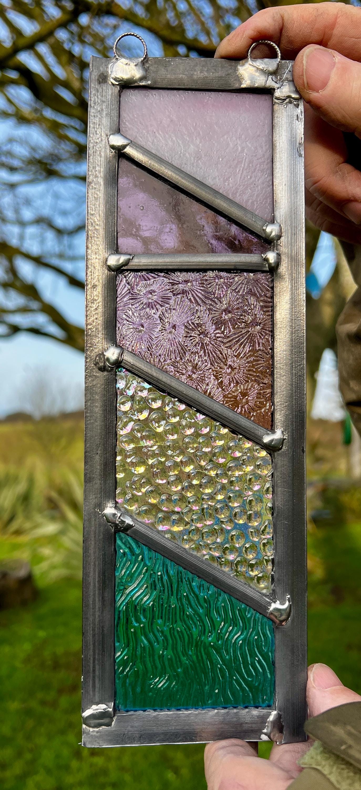 Handcrafted Leaded Stained Glass Panel - Weatherproof Garden Art