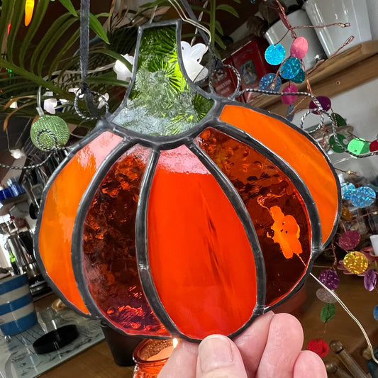 Stained Glass Pumpkin Suncatcher Halloween Autumn  Ornament/Decoration
