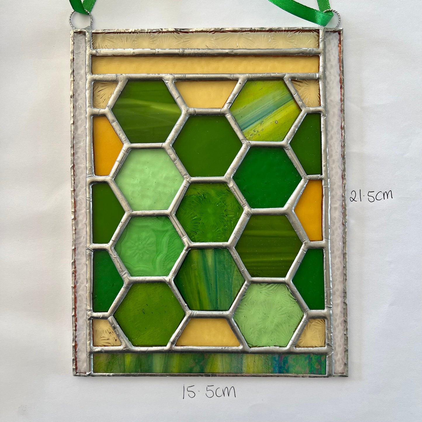 Stained Glass Honeycomb Panel in gorgeous greens including lots of textures.